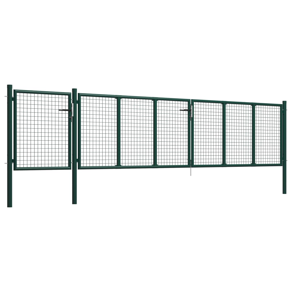 vidaXL Garden Gate Steel 500x75 cm Green