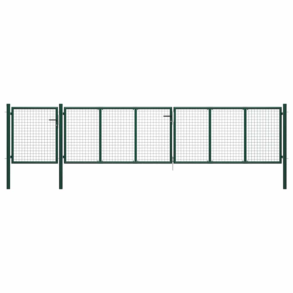 144317 vidaXL Garden Gate Steel 500x100 cm Green