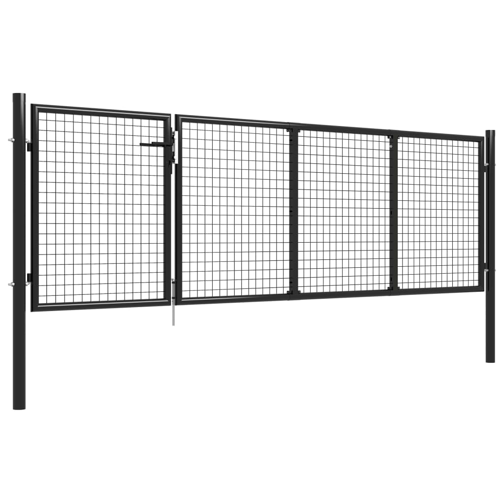 vidaXL Garden Gate Steel 350x75 cm Anthracite