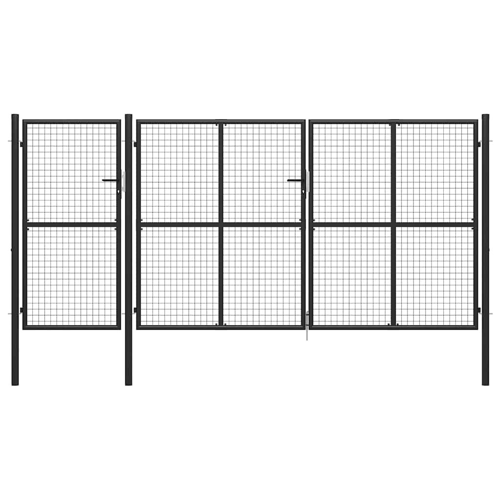 144331 vidaXL Garden Gate Steel 400x150 cm Anthracite
