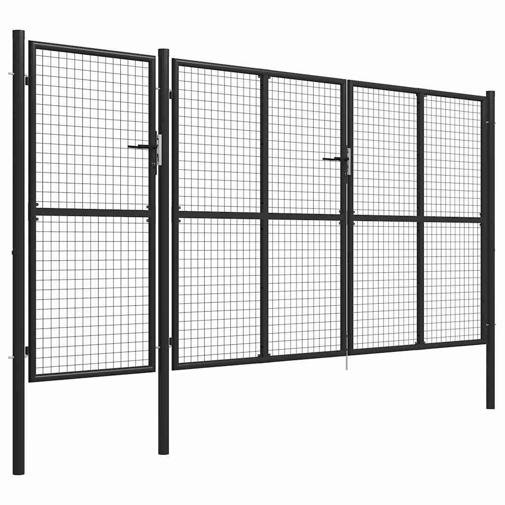 144331 vidaXL Garden Gate Steel 400x150 cm Anthracite