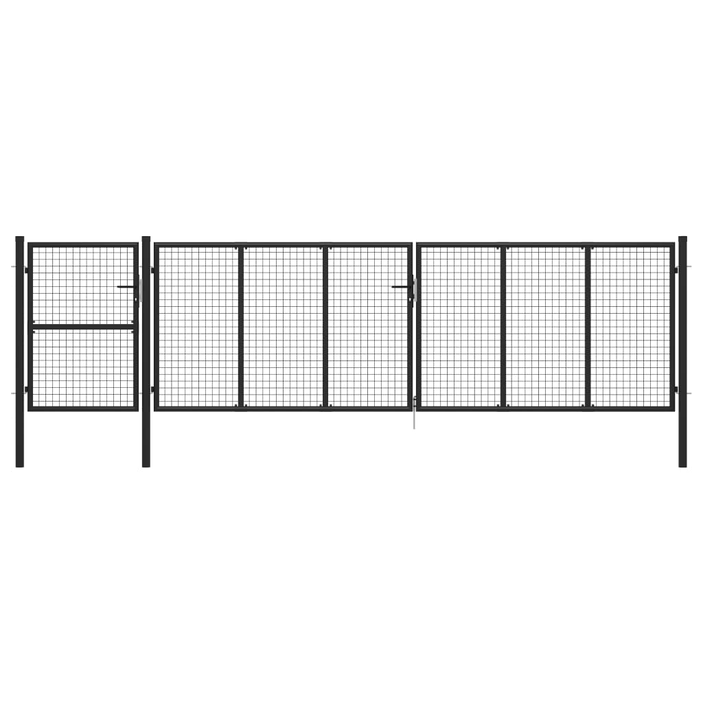 vidaXL Garden Gate Steel 500x125 cm Anthracite