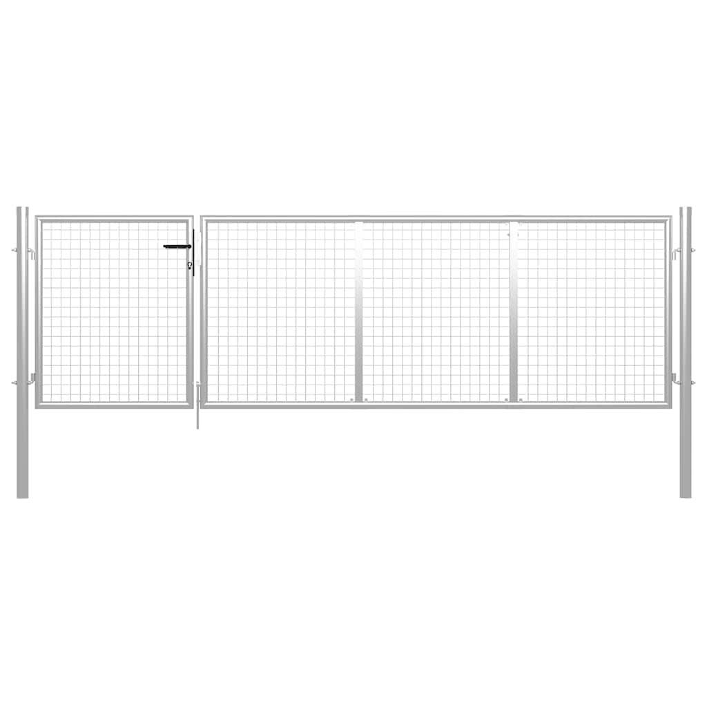 144341 vidaXL Garden Gate Steel 350x100 cm Silver