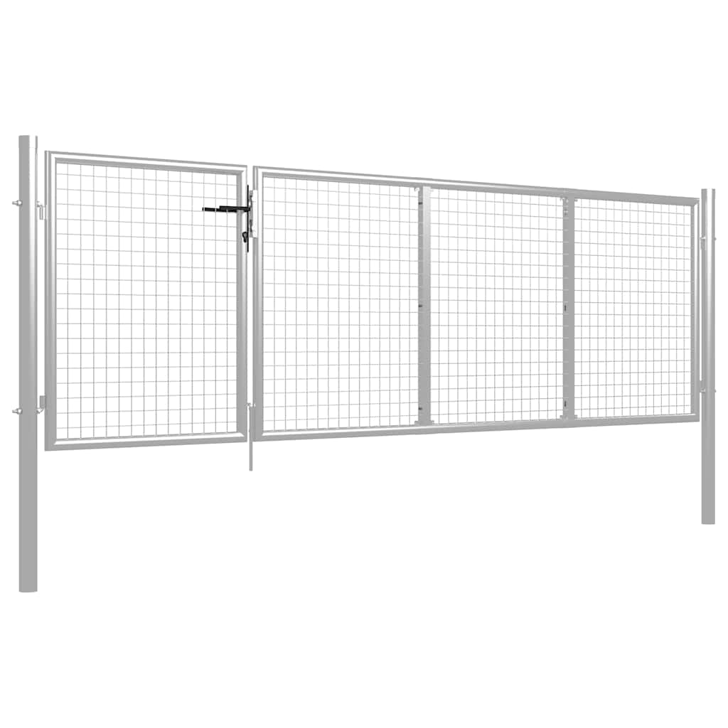 144341 vidaXL Garden Gate Steel 350x100 cm Silver