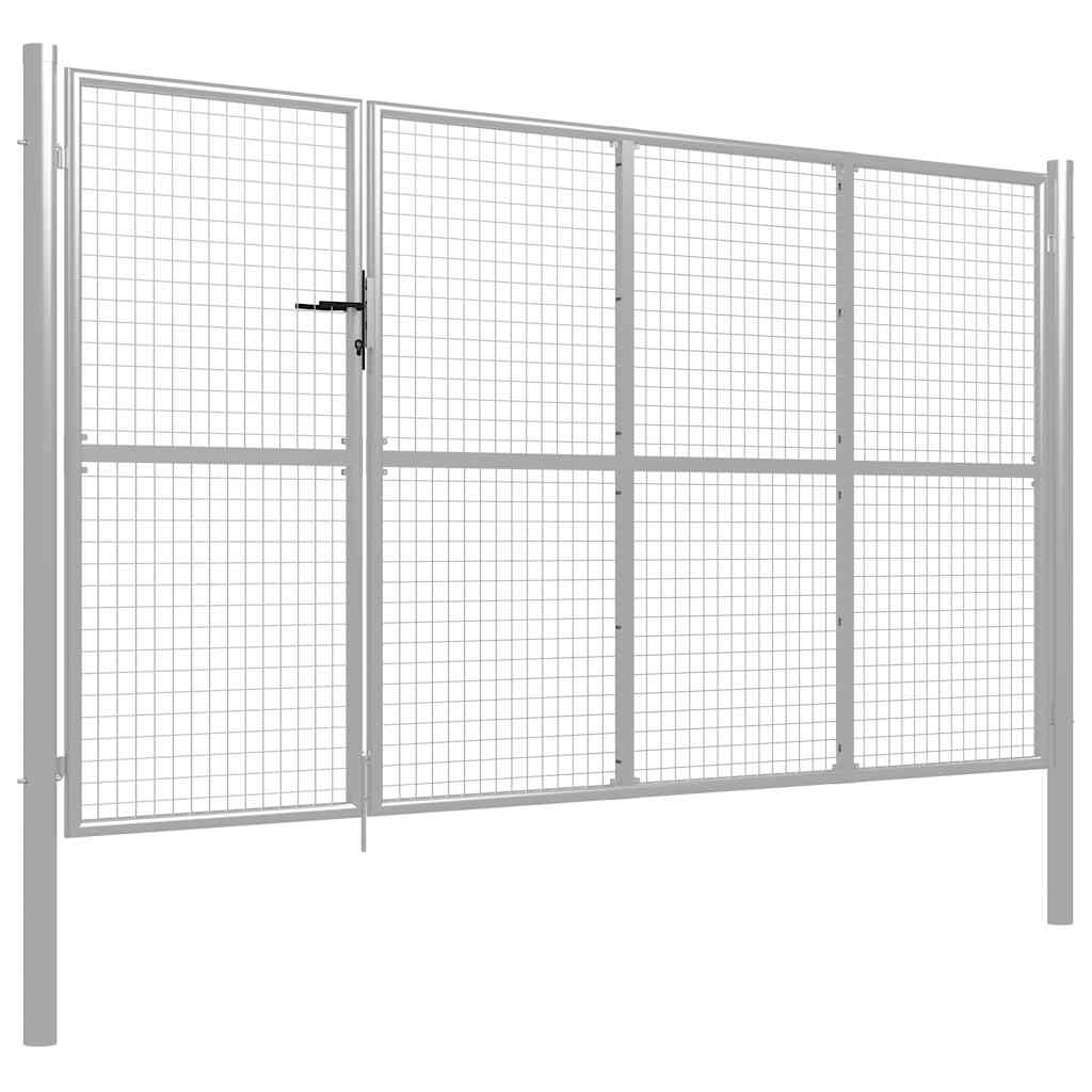 Garden Gate Steel 350x175 cm Silver