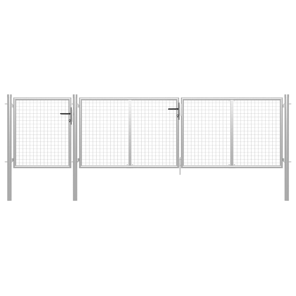 vidaXL Garden Gate Steel 400x100 cm Silver