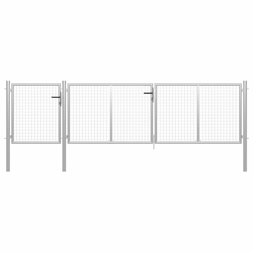 144347 vidaXL Garden Gate Steel 400x100 cm Silver