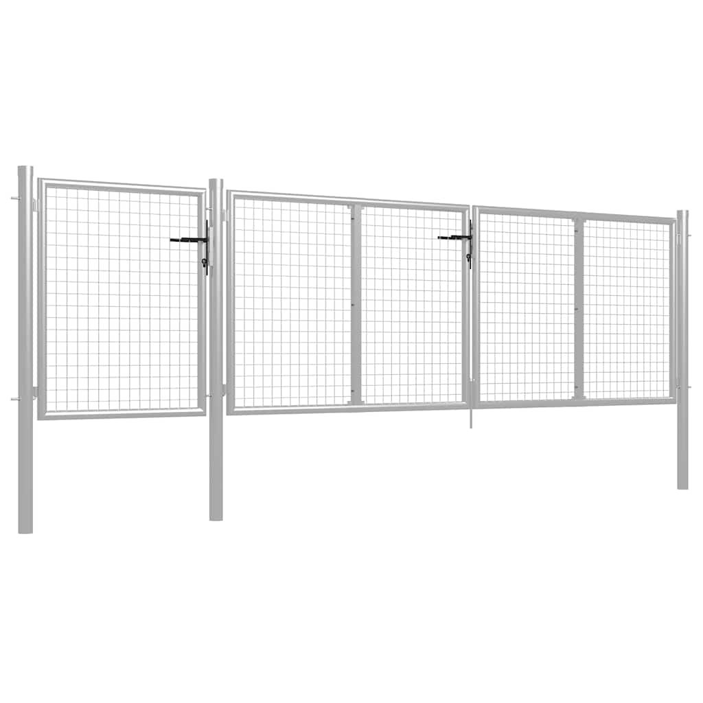 144347 vidaXL Garden Gate Steel 400x100 cm Silver