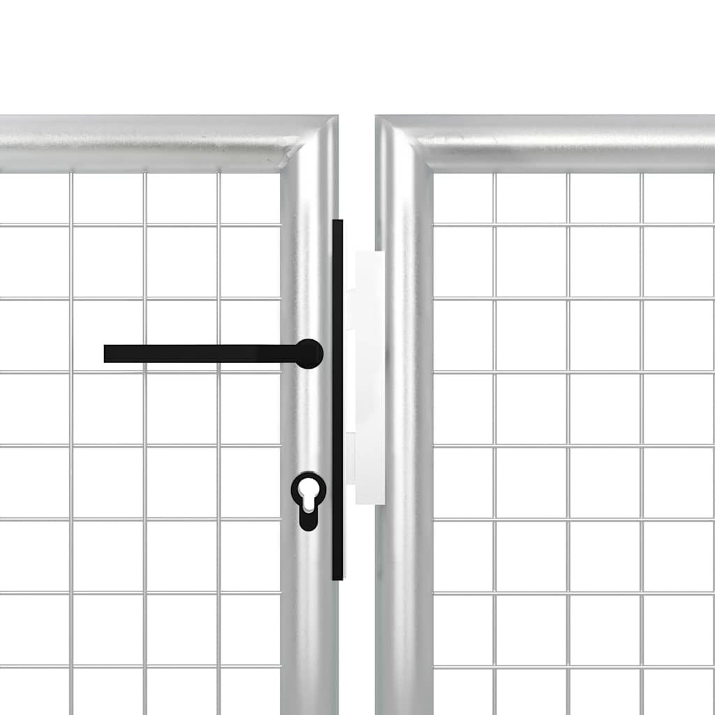 144347 vidaXL Garden Gate Steel 400x100 cm Silver