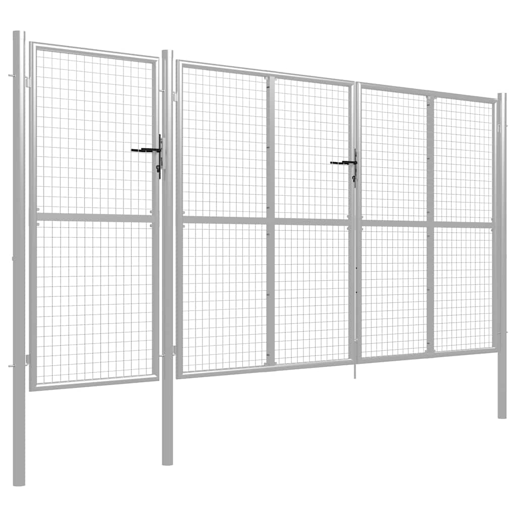 Garden Gate Steel 400x150 cm Silver