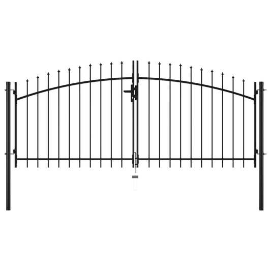 vidaXL Double Door Fence Gate with Spear Top 300x150 cm