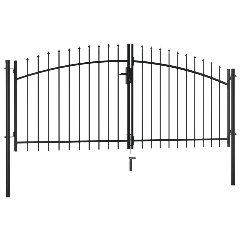 vidaXL Double Door Fence Gate with Spear Top 300x150 cm