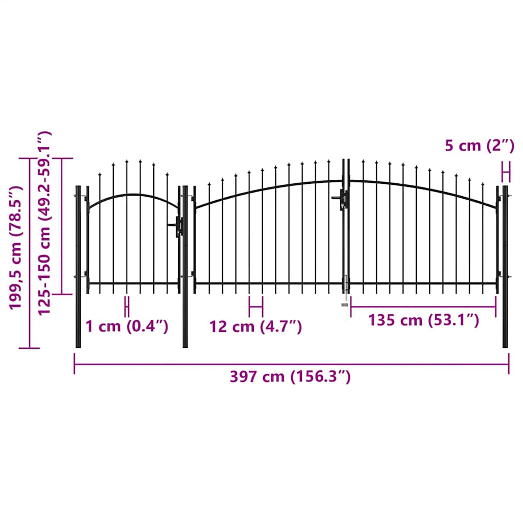 Garden Gate Woerden Steel 1.5X4 m Black