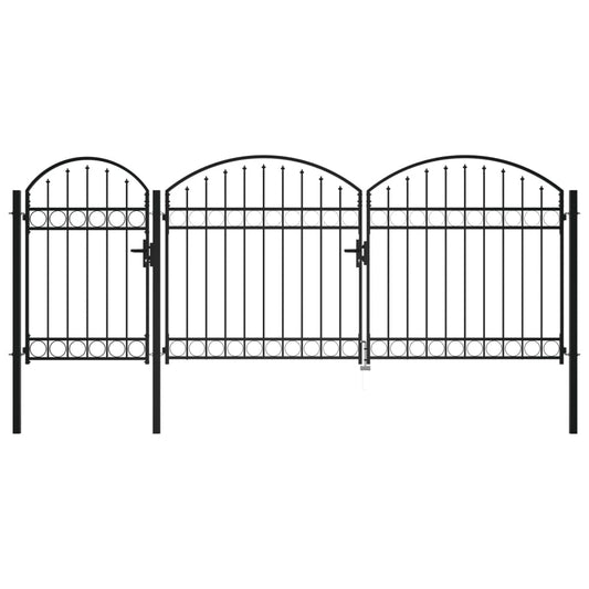 vidaXL Garden Fence Gate with Arched Top Steel 2.25x4 m Black