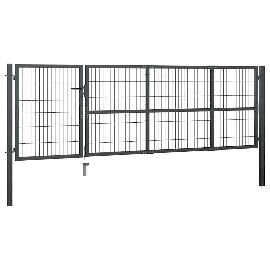 Garden Gate with Posts Steel 350x100 cm Anthracite