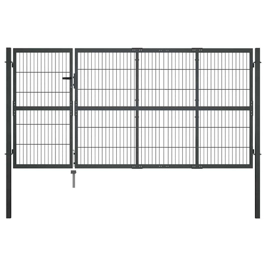 Garden Gate with Posts Steel 350x120 cm Anthracite