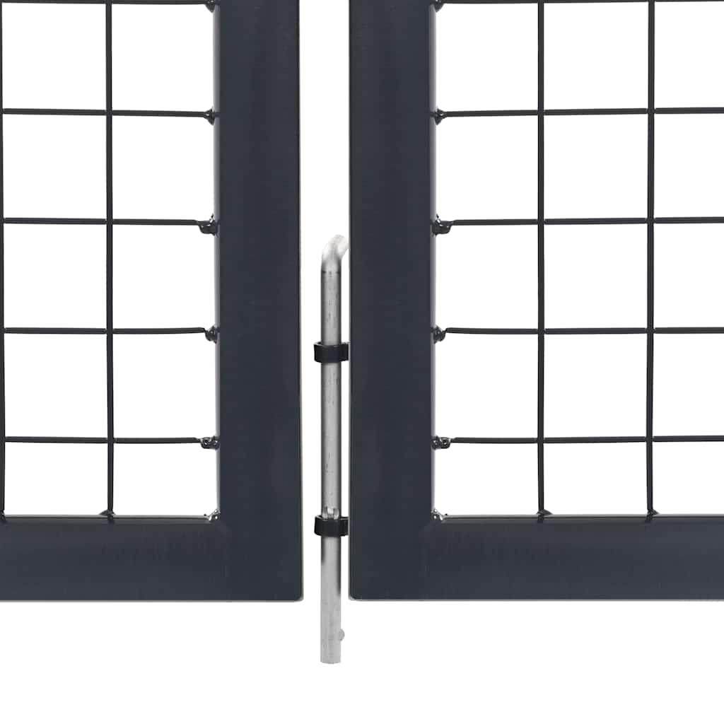 Garden Gate with Posts Steel 350x140 cm Anthracite