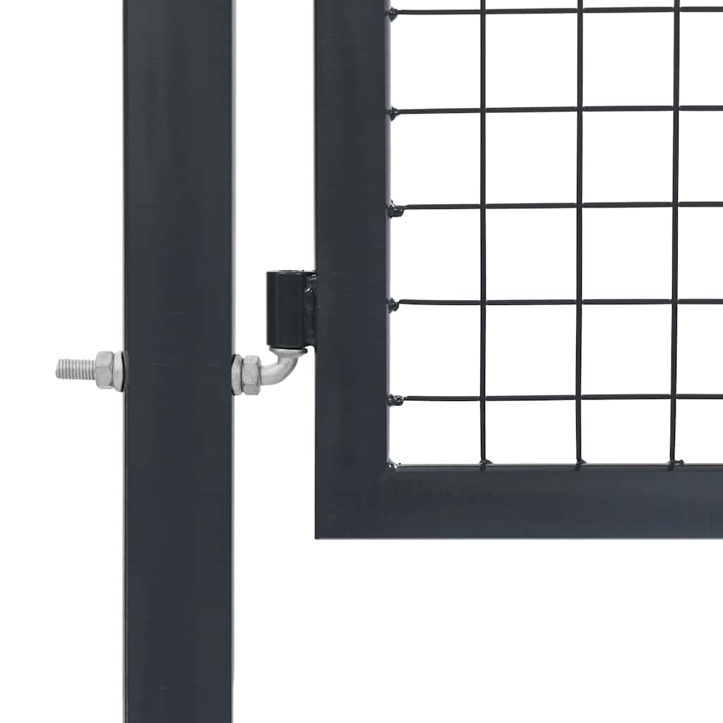Garden Gate with Posts Steel 350x140 cm Anthracite