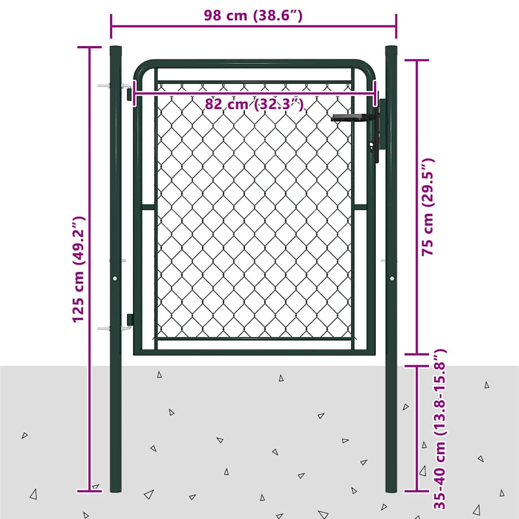 144402 vidaXL Garden Gate Steel 100x75 cm Green