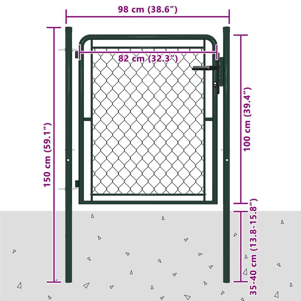144403 vidaXL Garden Gate Steel 100x100 cm Green