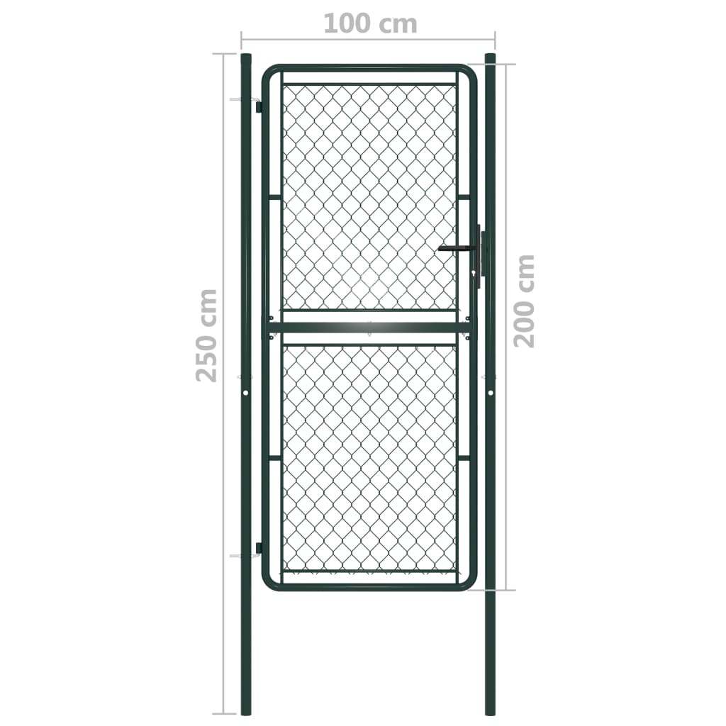 vidaXL Garden Gate Steel 100x200 cm Green