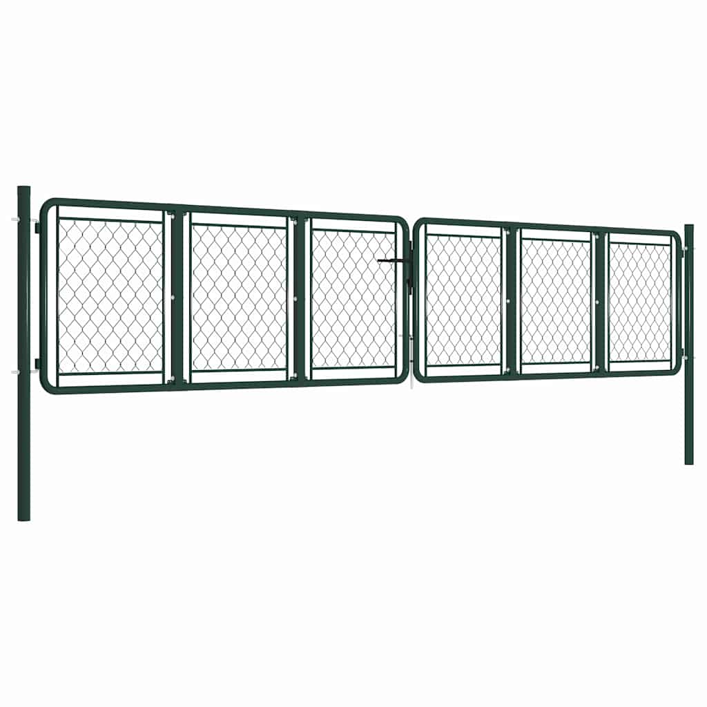 144414 vidaXL Garden Gate Steel 400x75 cm Green