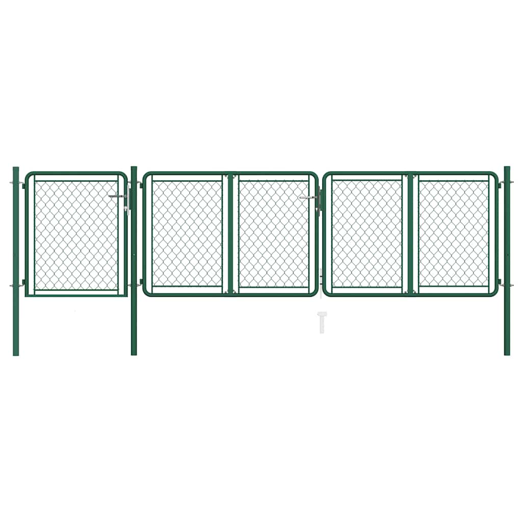 144444 vidaXL Garden Gate Steel 400x75 cm Green