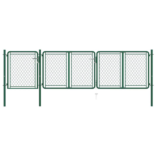 144445 vidaXL Garden Gate Steel 400x100 cm Green