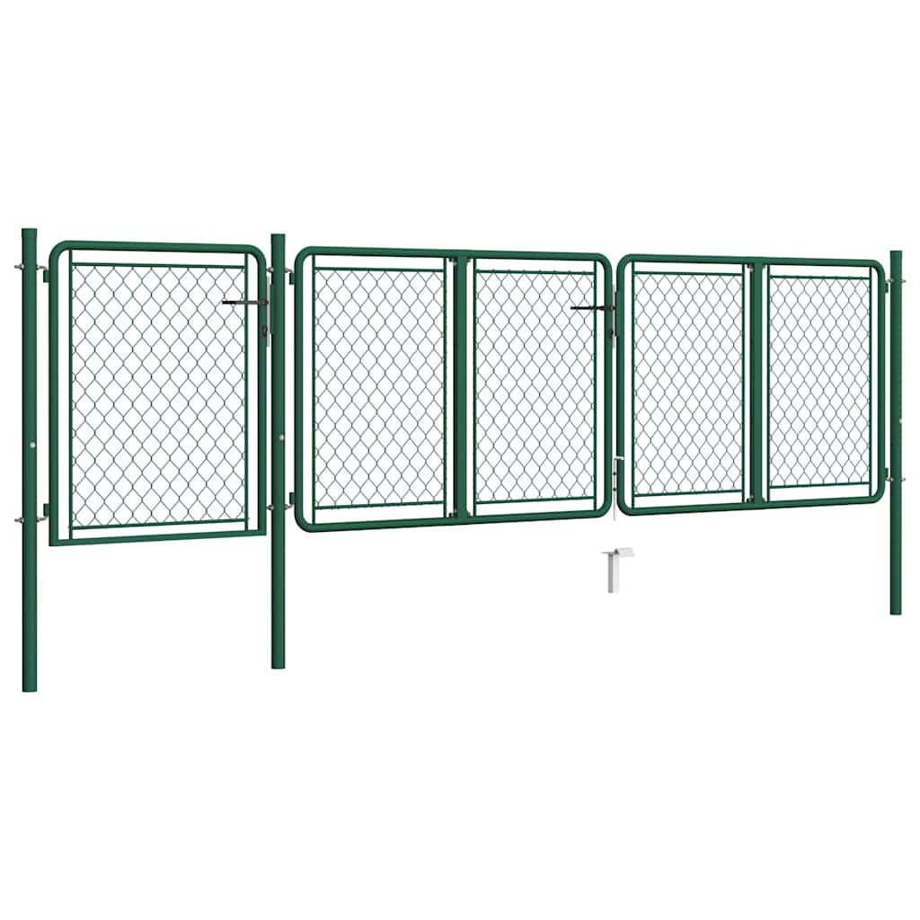 144445 vidaXL Garden Gate Steel 400x100 cm Green