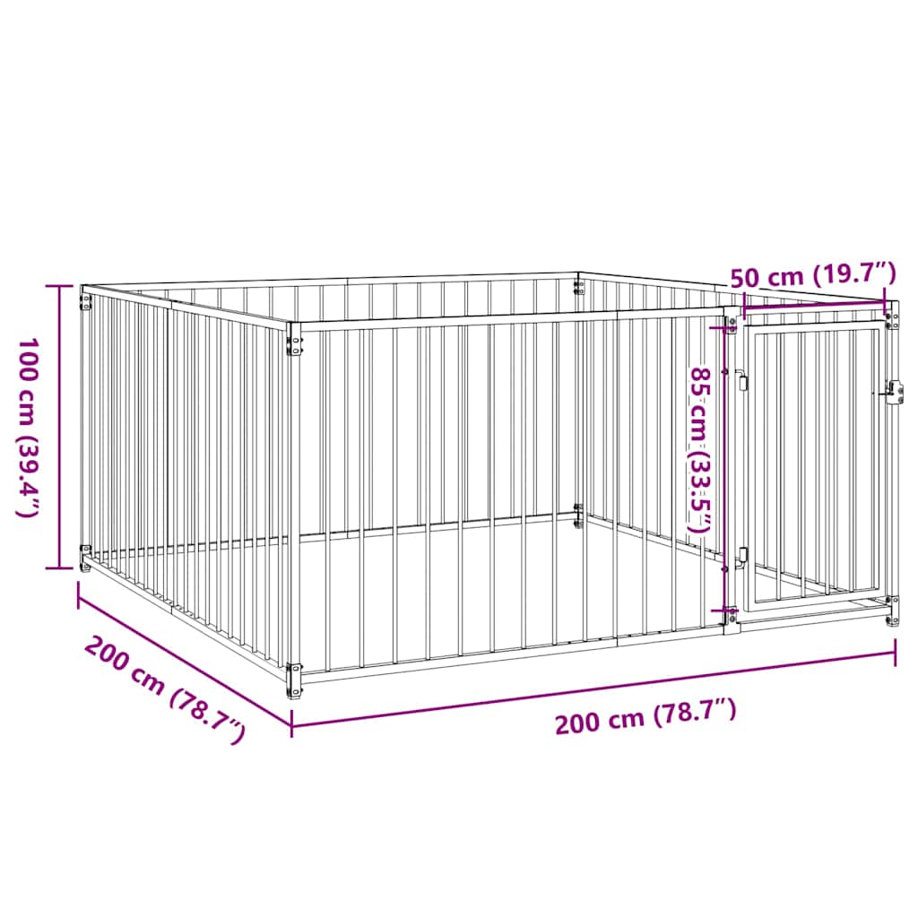 144489 vidaXL Outdoor Dog Kennel 200x200x100 cm