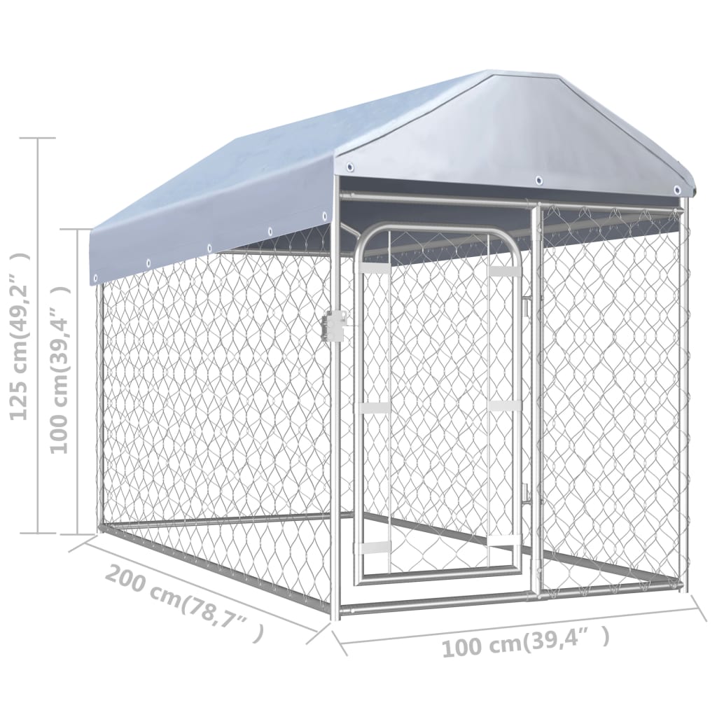 vidaXL Outdoor Dog Kennel with Roof 200x100x125 cm