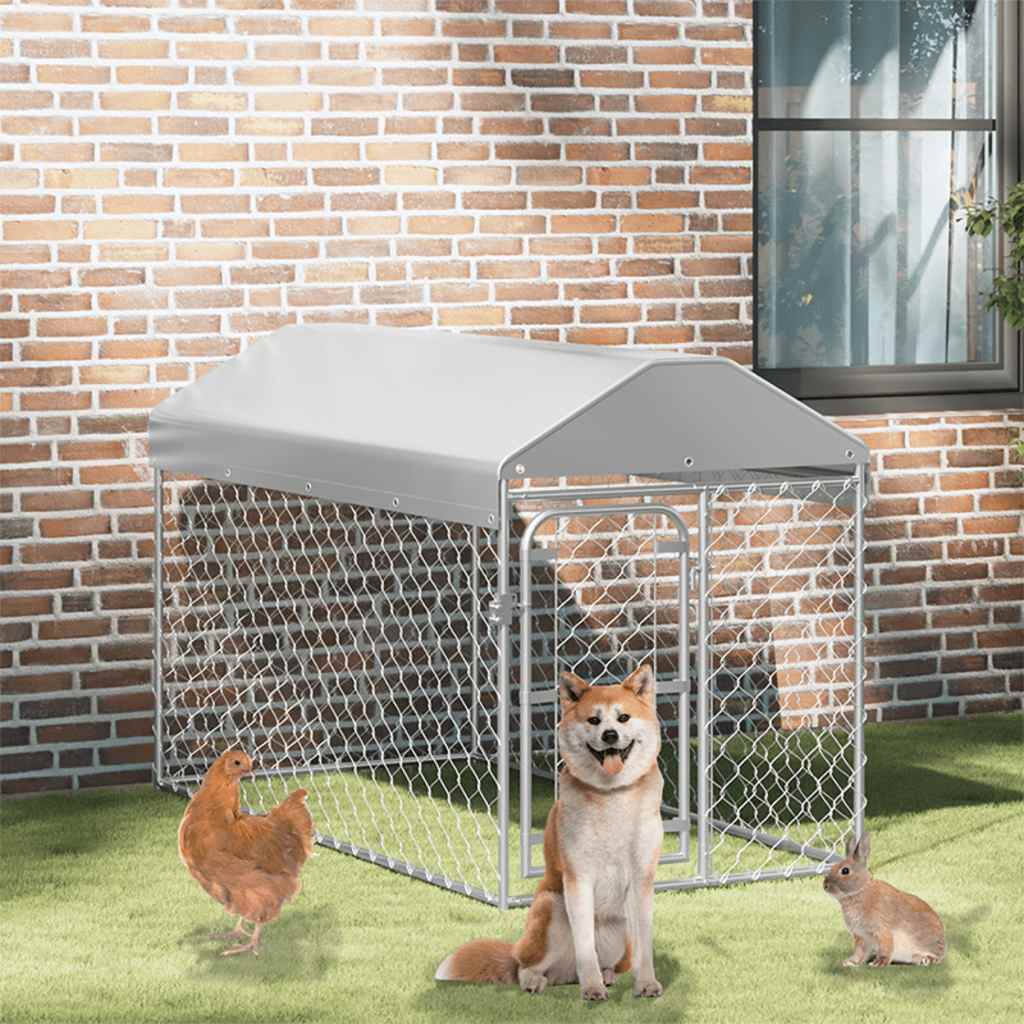 vidaXL Outdoor Dog Kennel with Roof 200x100x125 cm