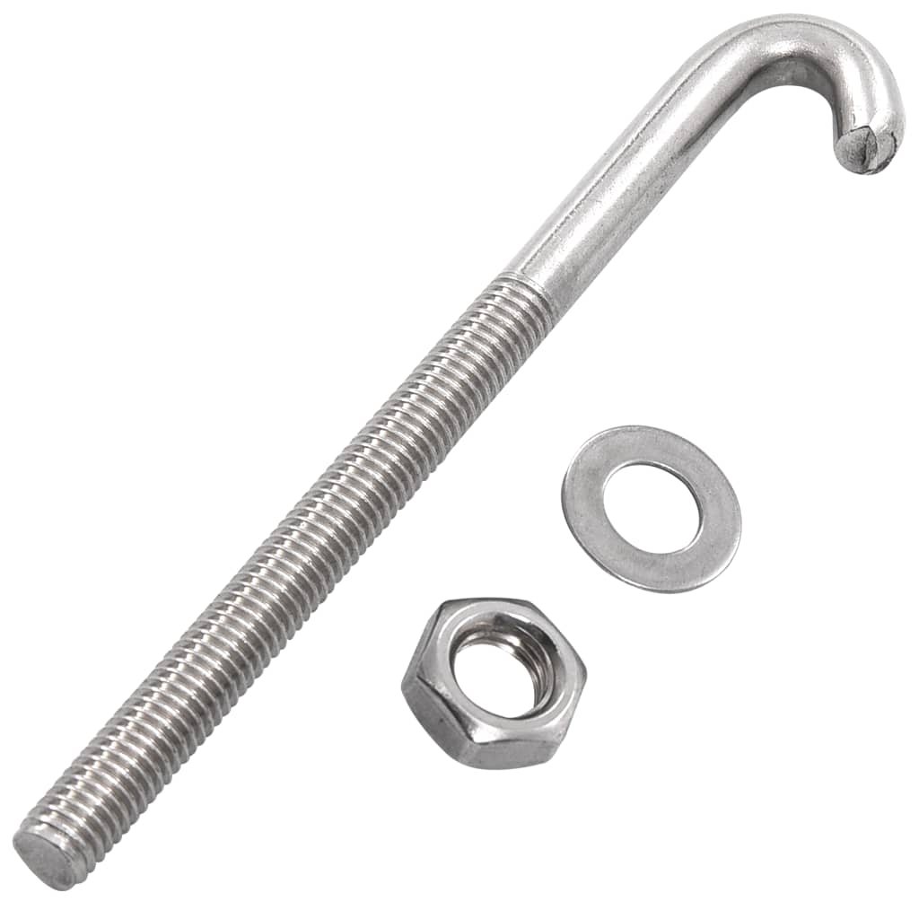 Anchored J-Bolt w/Nut and Washer M8x120 mm 25 Sets