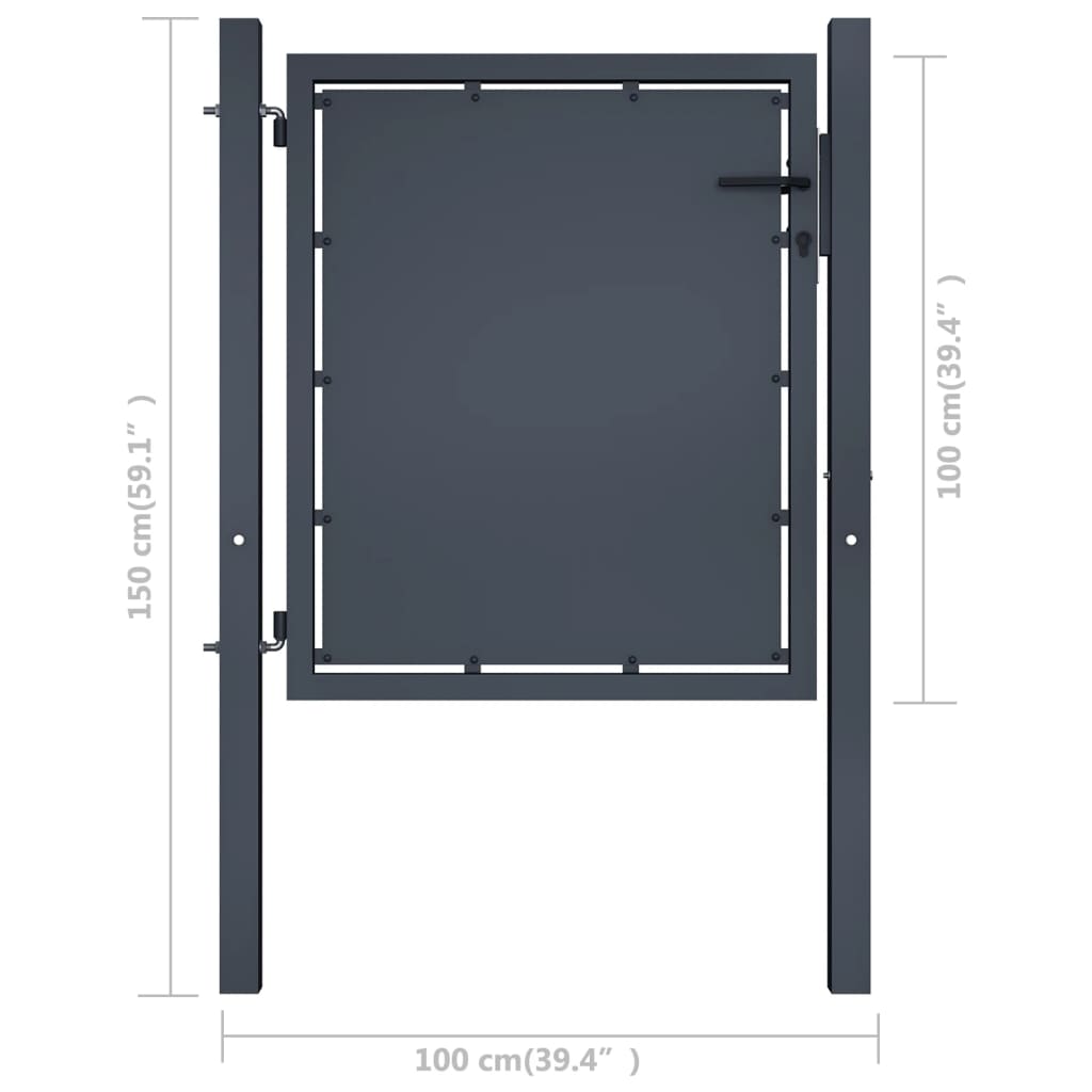 vidaXL Garden Gate Steel 100x100 cm Anthracite