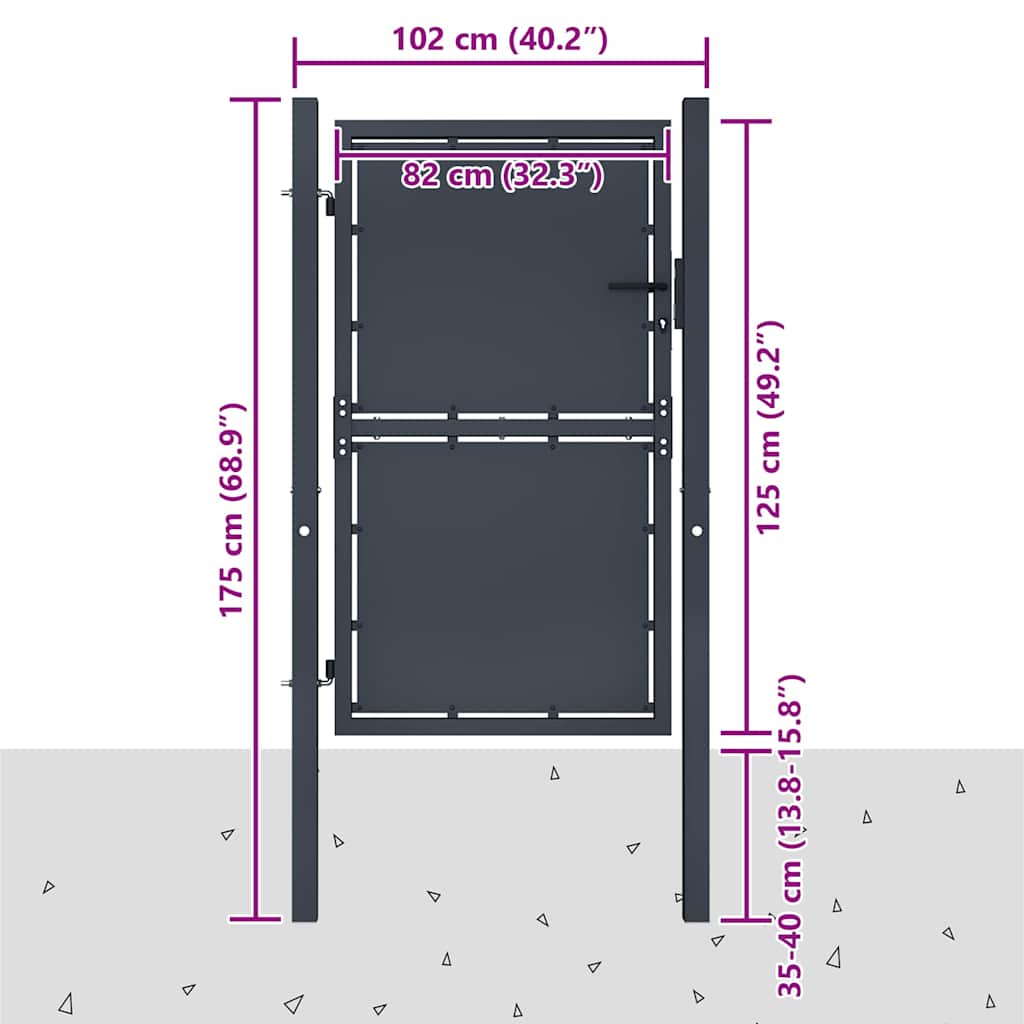 144519 vidaXL Garden Gate Steel 100x125 cm Anthracite