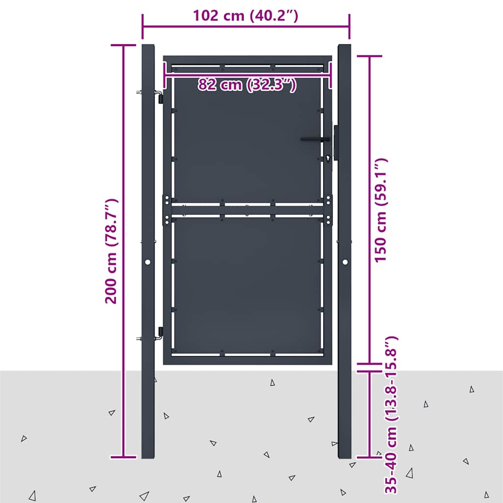 144520 vidaXL Garden Gate Steel 100x150 cm Anthracite