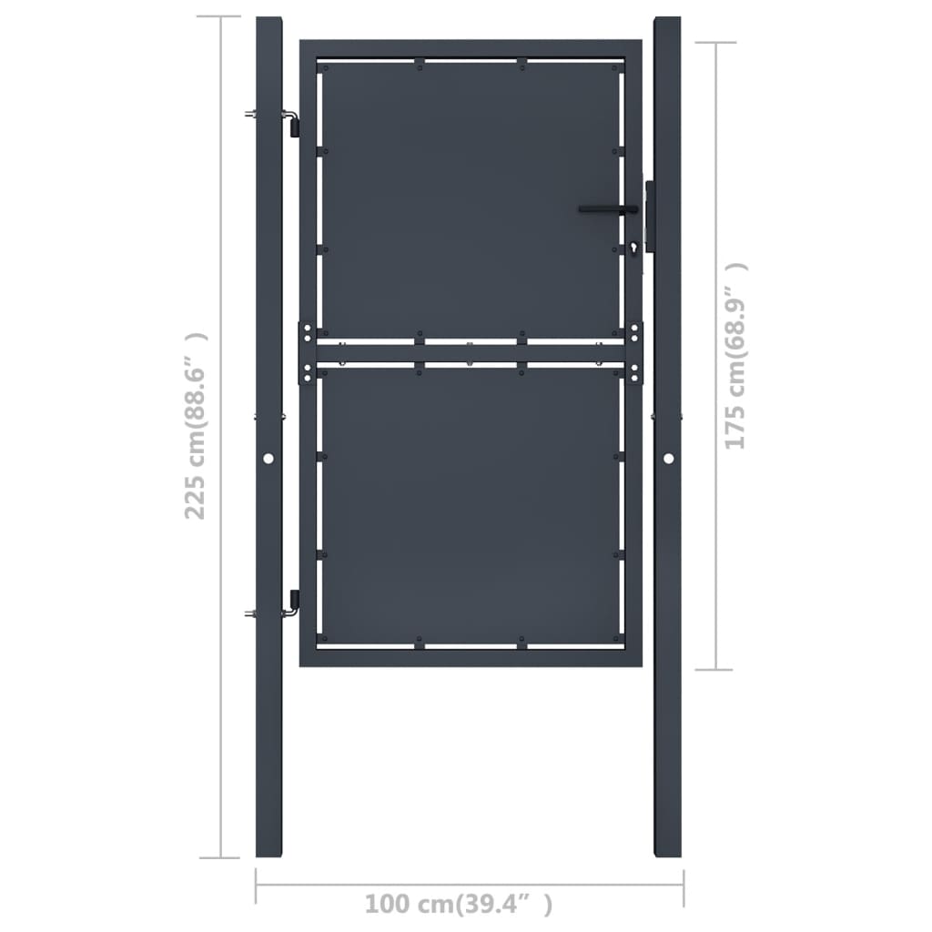 vidaXL Garden Gate Steel 100x175 cm Anthracite