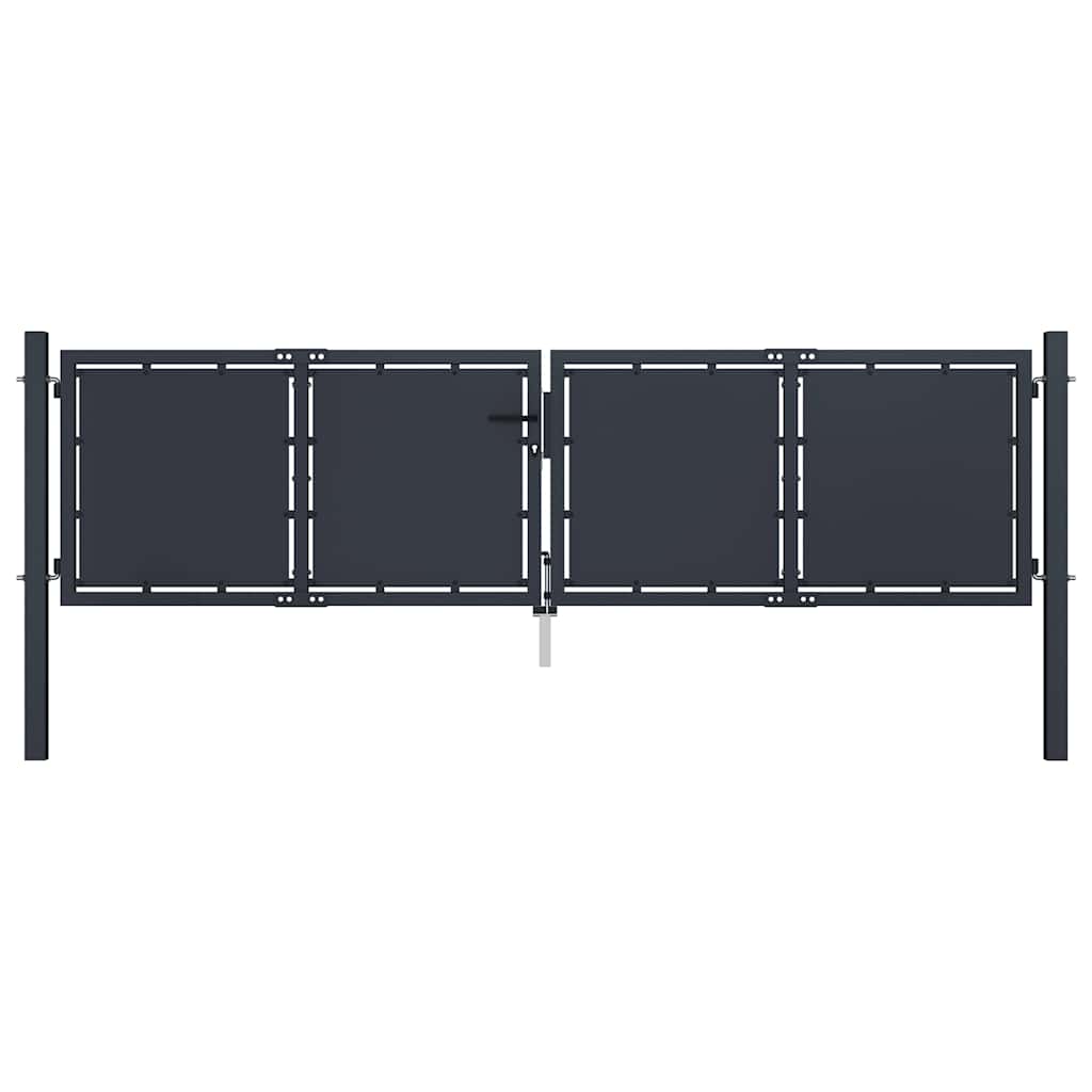 144524 vidaXL Garden Gate Steel 300x100 cm Anthracite