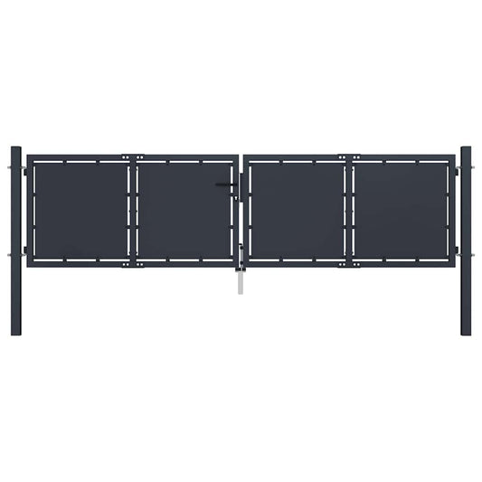 144524 vidaXL Garden Gate Steel 300x100 cm Anthracite