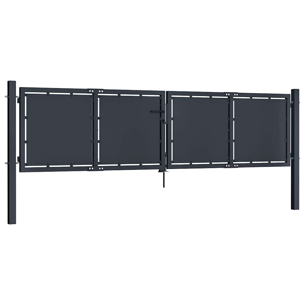 144524 vidaXL Garden Gate Steel 300x100 cm Anthracite