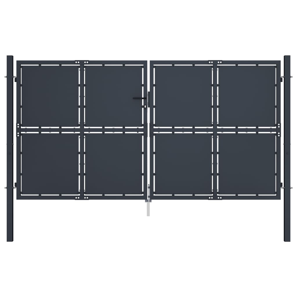 vidaXL Garden Gate Steel 300x125 cm Anthracite