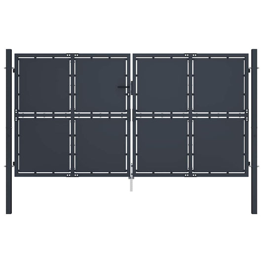 144525 vidaXL Garden Gate Steel 300x125 cm Anthracite