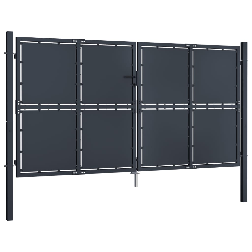 vidaXL Garden Gate Steel 300x125 cm Anthracite