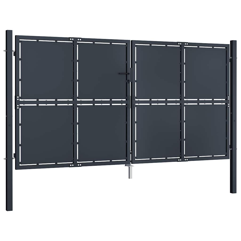 144525 vidaXL Garden Gate Steel 300x125 cm Anthracite