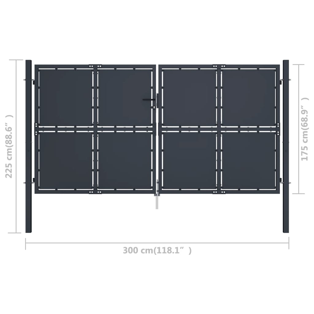 vidaXL Garden Gate Steel 300x175 cm Anthracite