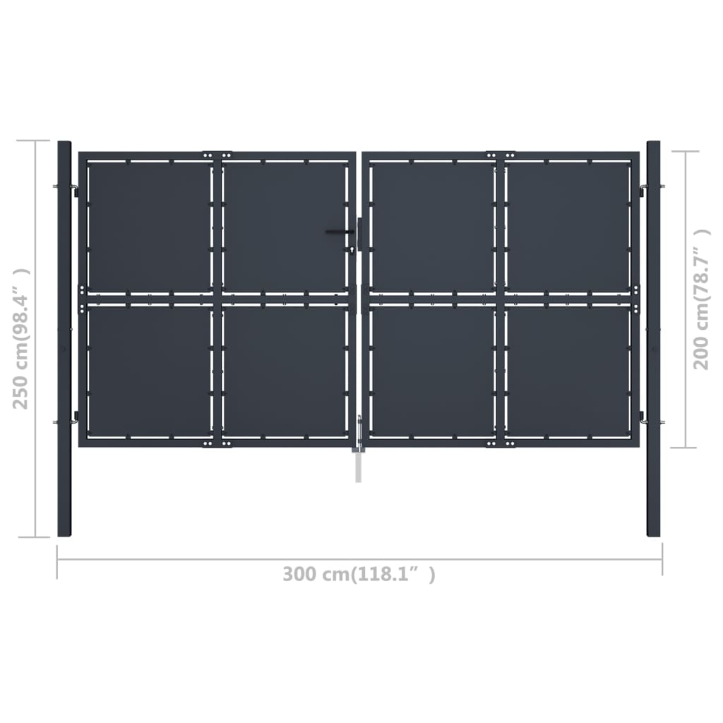 vidaXL Garden Gate Steel 300x200 cm Anthracite