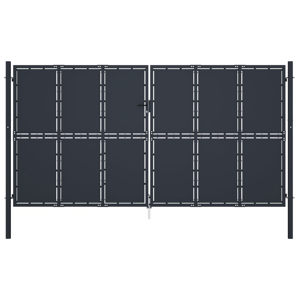 vidaXL Garden Gate Steel 400x175 cm Anthracite