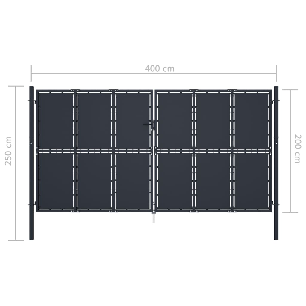 vidaXL Garden Gate Steel 400x200 cm Anthracite