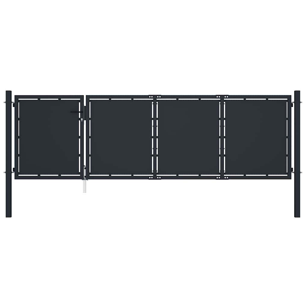 144535 vidaXL Garden Gate Steel 350x75 cm Anthracite