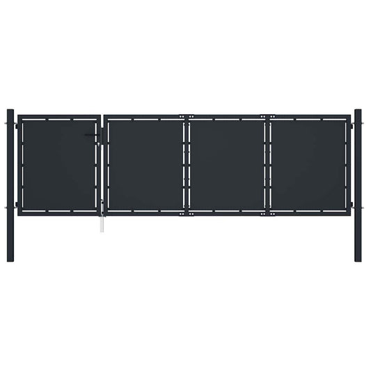 144536 vidaXL Garden Gate Steel 350x100 cm Anthracite